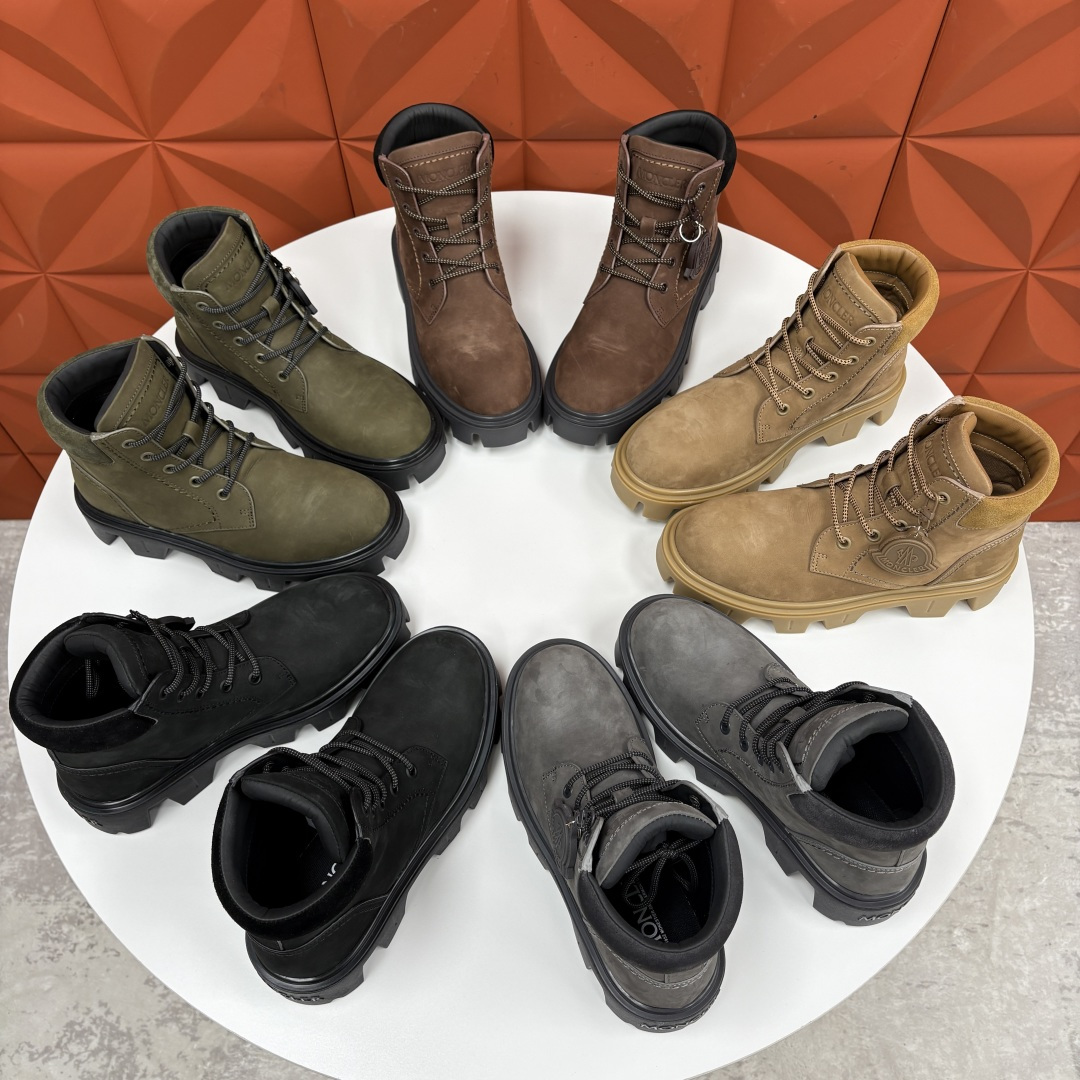 💋💍蒙-口 Moncle* Peak City男士皮革系带靴 磨砂皮高帮工装靴皮靴 硬核质感与奢潮的碰撞