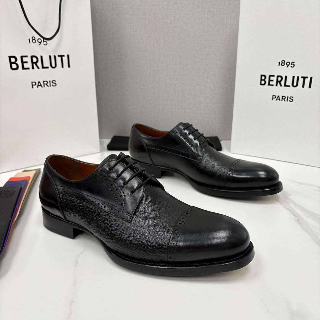 💋💍Berlut* 布鲁提 新款男士手工擦色正装皮鞋上新🆕 鳄鱼纹牛津鞋的商务与格调的极致融合。甄选优质