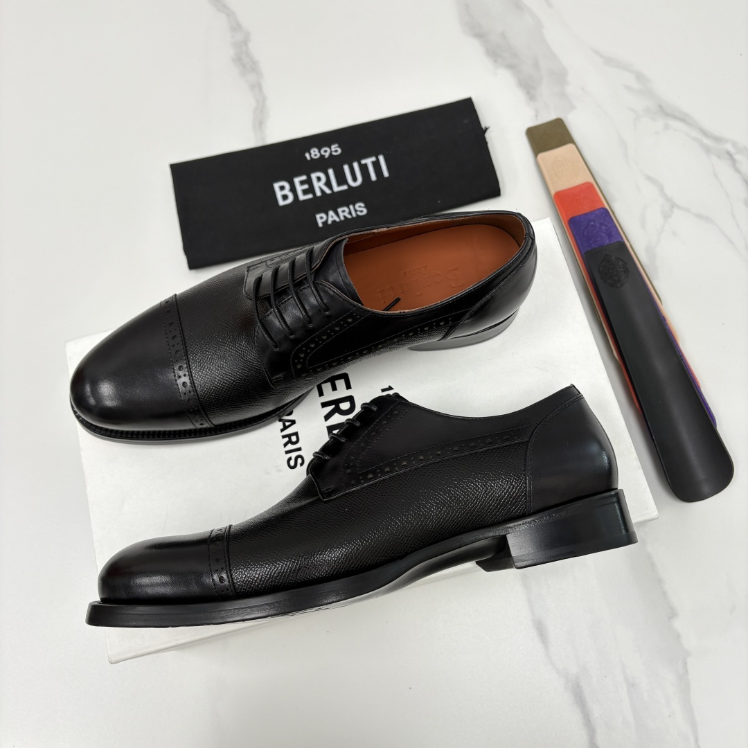 💋💍Berlut* 布鲁提 新款男士手工擦色正装皮鞋上新🆕 鳄鱼纹牛津鞋的商务与格调的极致融合。甄选优质
