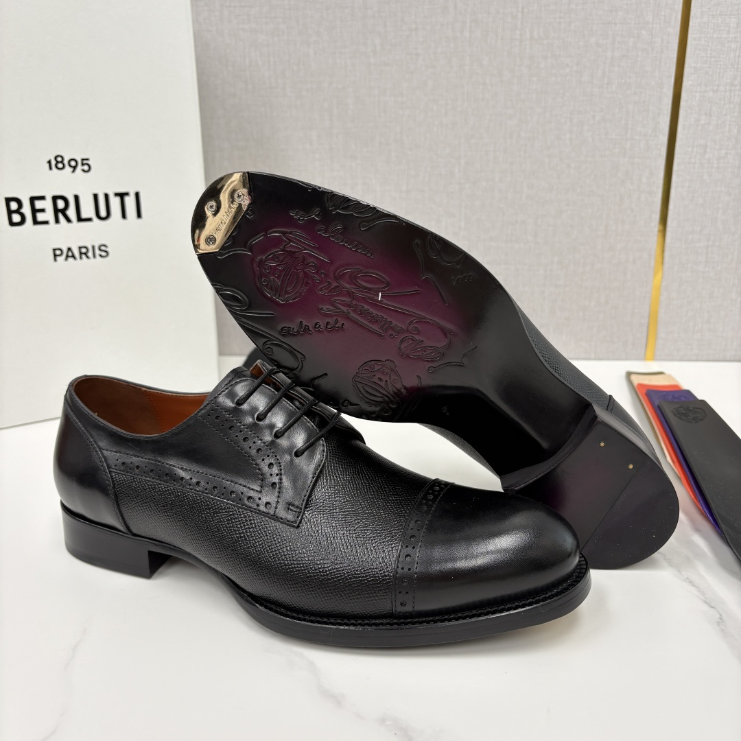 💋💍Berlut* 布鲁提 新款男士手工擦色正装皮鞋上新🆕 鳄鱼纹牛津鞋的商务与格调的极致融合。甄选优质
