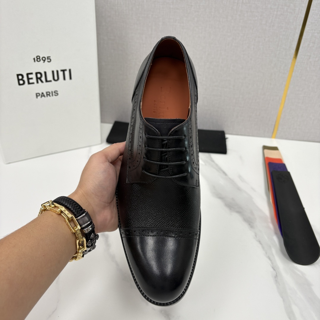 💋💍Berlut* 布鲁提 新款男士手工擦色正装皮鞋上新🆕 鳄鱼纹牛津鞋的商务与格调的极致融合。甄选优质