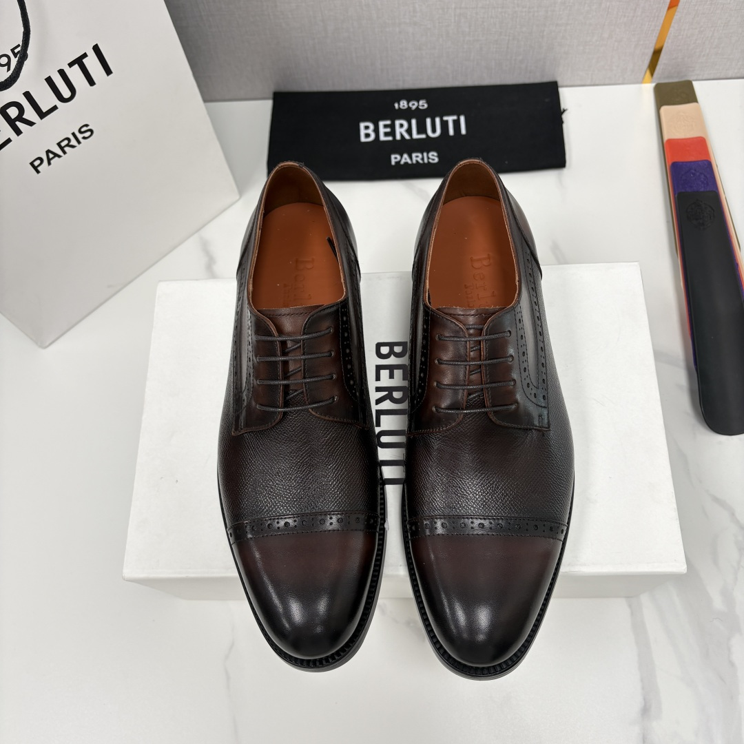 💋💍Berlut* 布鲁提 新款男士手工擦色正装皮鞋上新🆕 鳄鱼纹牛津鞋的商务与格调的极致融合。甄选优质