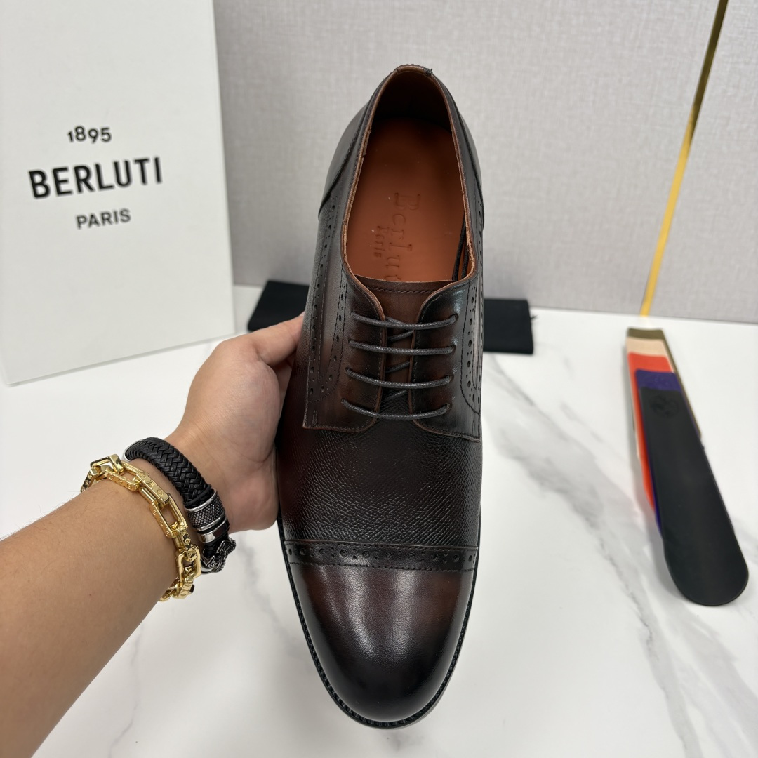 💋💍Berlut* 布鲁提 新款男士手工擦色正装皮鞋上新🆕 鳄鱼纹牛津鞋的商务与格调的极致融合。甄选优质