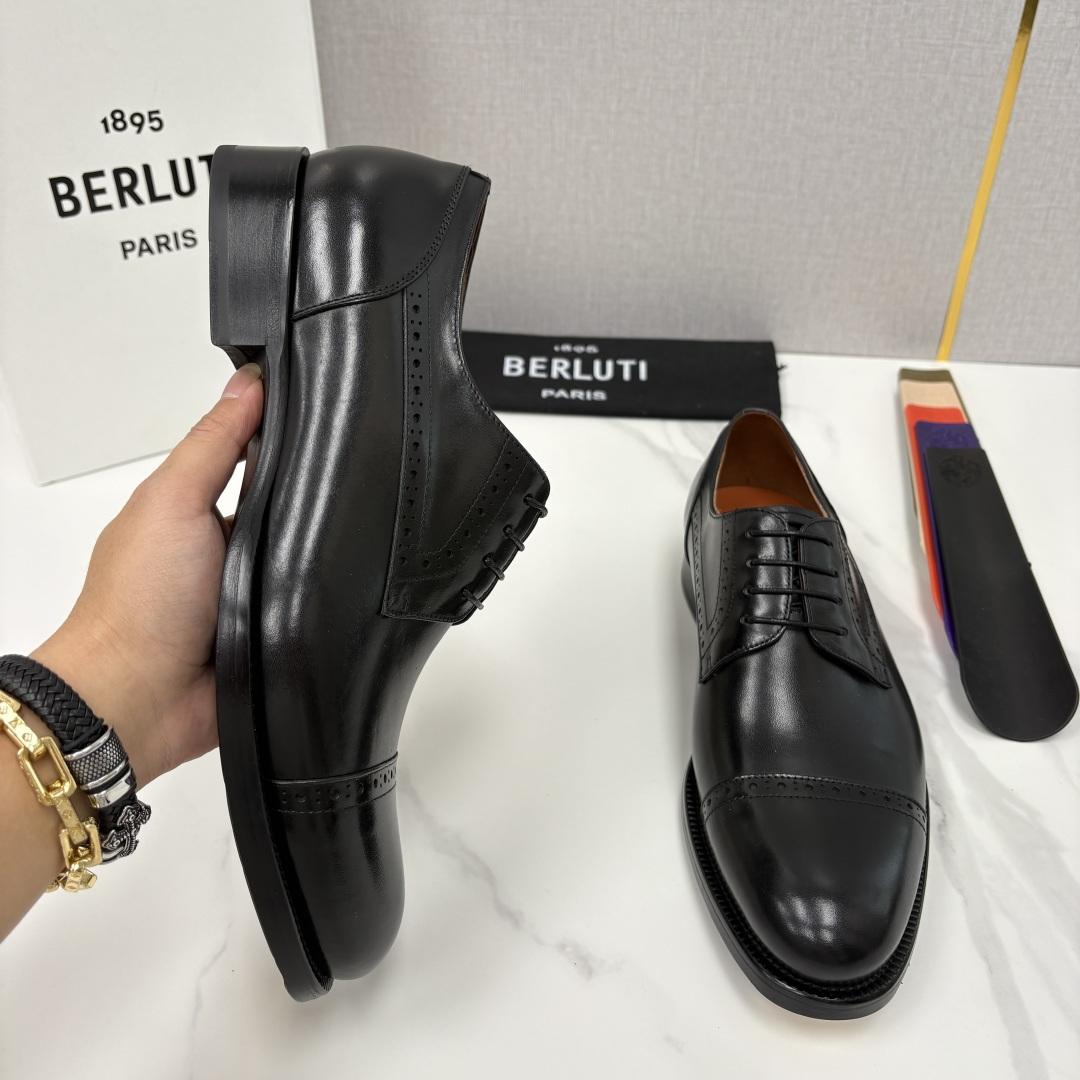 💋💍Berlut* 布鲁提 新款男士手工擦色正装皮鞋上新🆕 鳄鱼纹牛津鞋的商务与格调的极致融合。甄选优质
