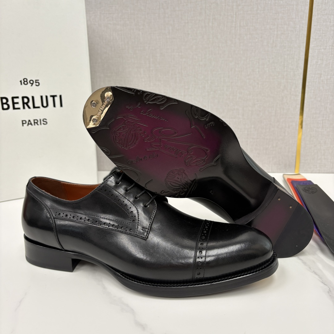💋💍Berlut* 布鲁提 新款男士手工擦色正装皮鞋上新🆕 鳄鱼纹牛津鞋的商务与格调的极致融合。甄选优质