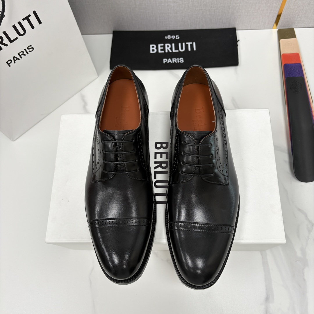 💋💍Berlut* 布鲁提 新款男士手工擦色正装皮鞋上新🆕 鳄鱼纹牛津鞋的商务与格调的极致融合。甄选优质
