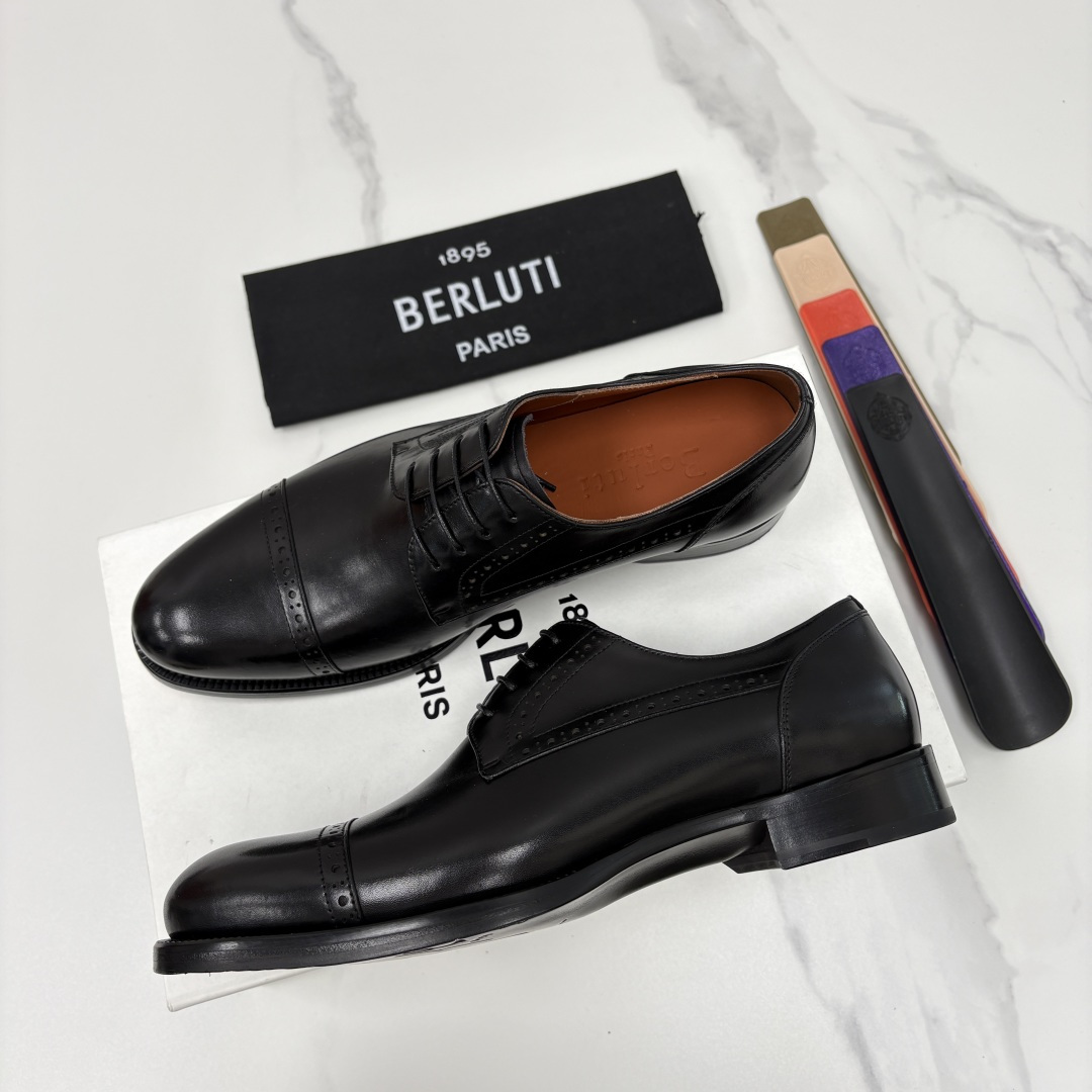 💋💍Berlut* 布鲁提 新款男士手工擦色正装皮鞋上新🆕 鳄鱼纹牛津鞋的商务与格调的极致融合。甄选优质
