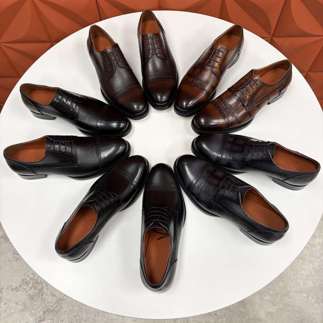 💋💍Berlut* 布鲁提 新款男士手工擦色正装皮鞋上新🆕 鳄鱼纹牛津鞋的商务与格调的极致融合。甄选优质