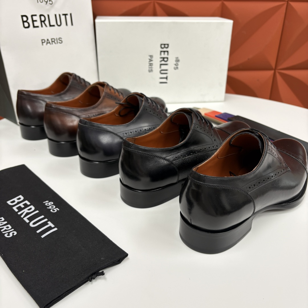 💋💍Berlut* 布鲁提 新款男士手工擦色正装皮鞋上新🆕 鳄鱼纹牛津鞋的商务与格调的极致融合。甄选优质