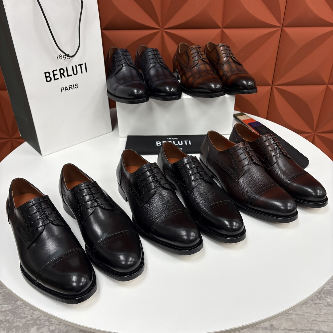 💋💍Berlut* 布鲁提 新款男士手工擦色正装皮鞋上新🆕 鳄鱼纹牛津鞋的商务与格调的极致融合。甄选优质