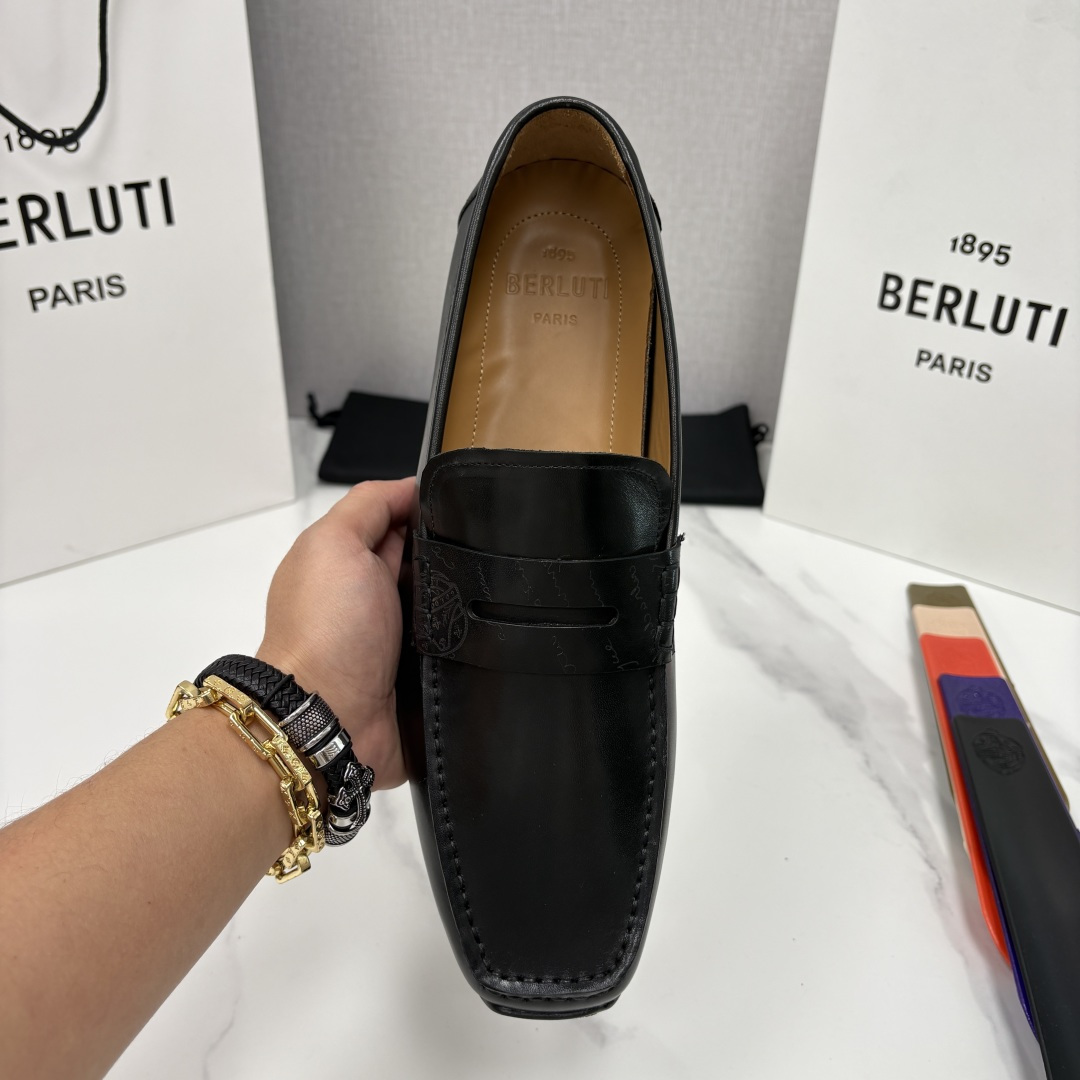 💋 💍 Berlut* 布鲁提 独家开模定制 Saturnin Scritto图纹皮革驾车鞋 官方9,9