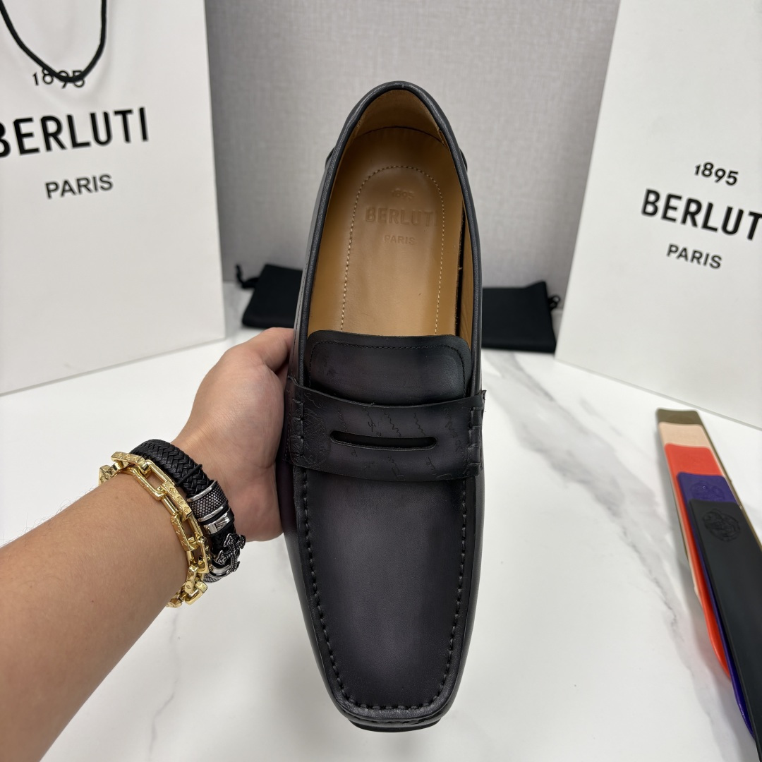 💋 💍 Berlut* 布鲁提 独家开模定制 Saturnin Scritto图纹皮革驾车鞋 官方9,9