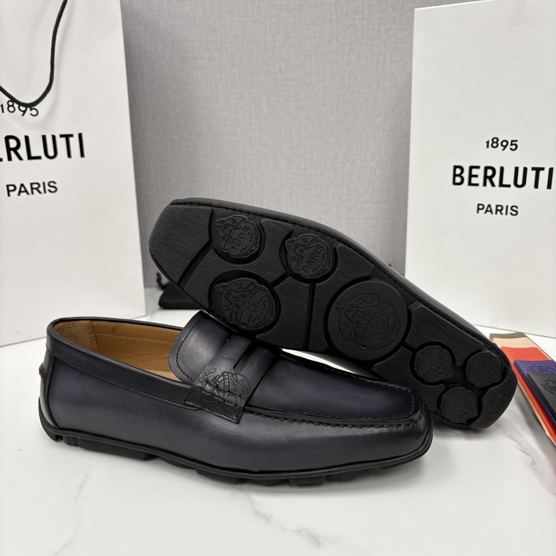 💋 💍 Berlut* 布鲁提 独家开模定制 Saturnin Scritto图纹皮革驾车鞋 官方9,9