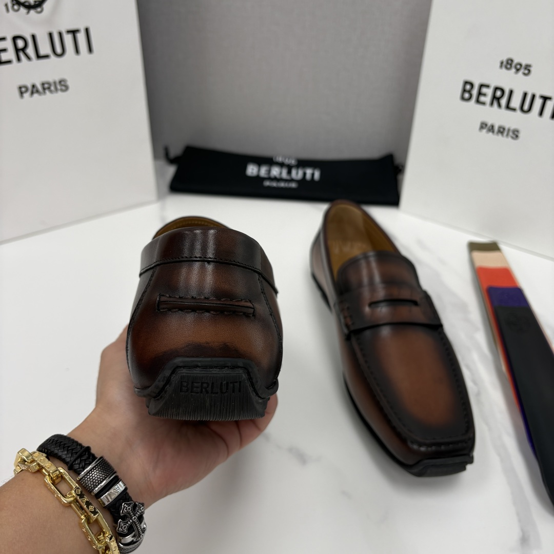 💋 💍 Berlut* 布鲁提 独家开模定制 Saturnin Scritto图纹皮革驾车鞋 官方9,9