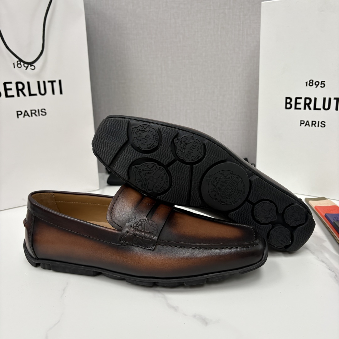 💋 💍 Berlut* 布鲁提 独家开模定制 Saturnin Scritto图纹皮革驾车鞋 官方9,9