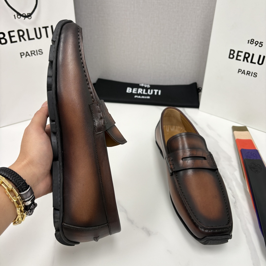 💋 💍 Berlut* 布鲁提 独家开模定制 Saturnin Scritto图纹皮革驾车鞋 官方9,9