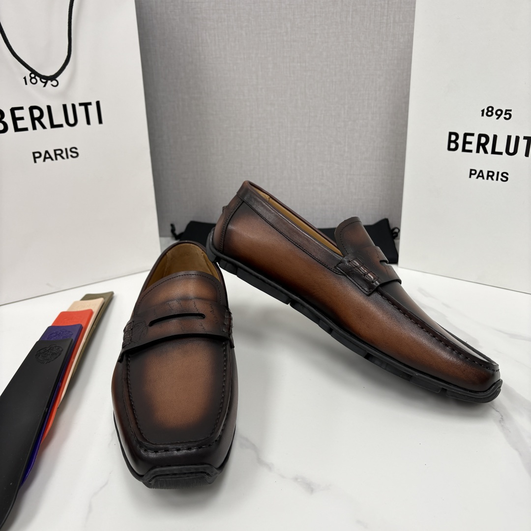 💋 💍 Berlut* 布鲁提 独家开模定制 Saturnin Scritto图纹皮革驾车鞋 官方9,9