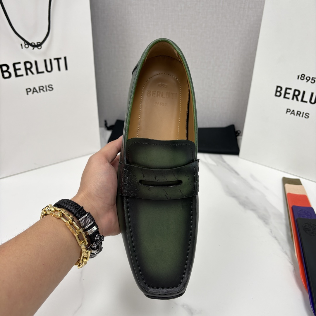 💋 💍 Berlut* 布鲁提 独家开模定制 Saturnin Scritto图纹皮革驾车鞋 官方9,9