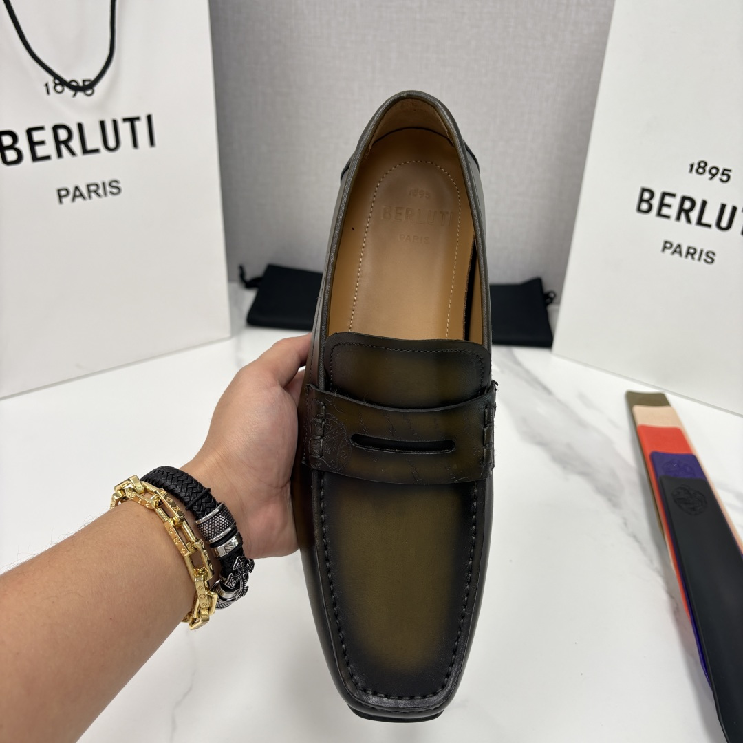 💋 💍 Berlut* 布鲁提 独家开模定制 Saturnin Scritto图纹皮革驾车鞋 官方9,9