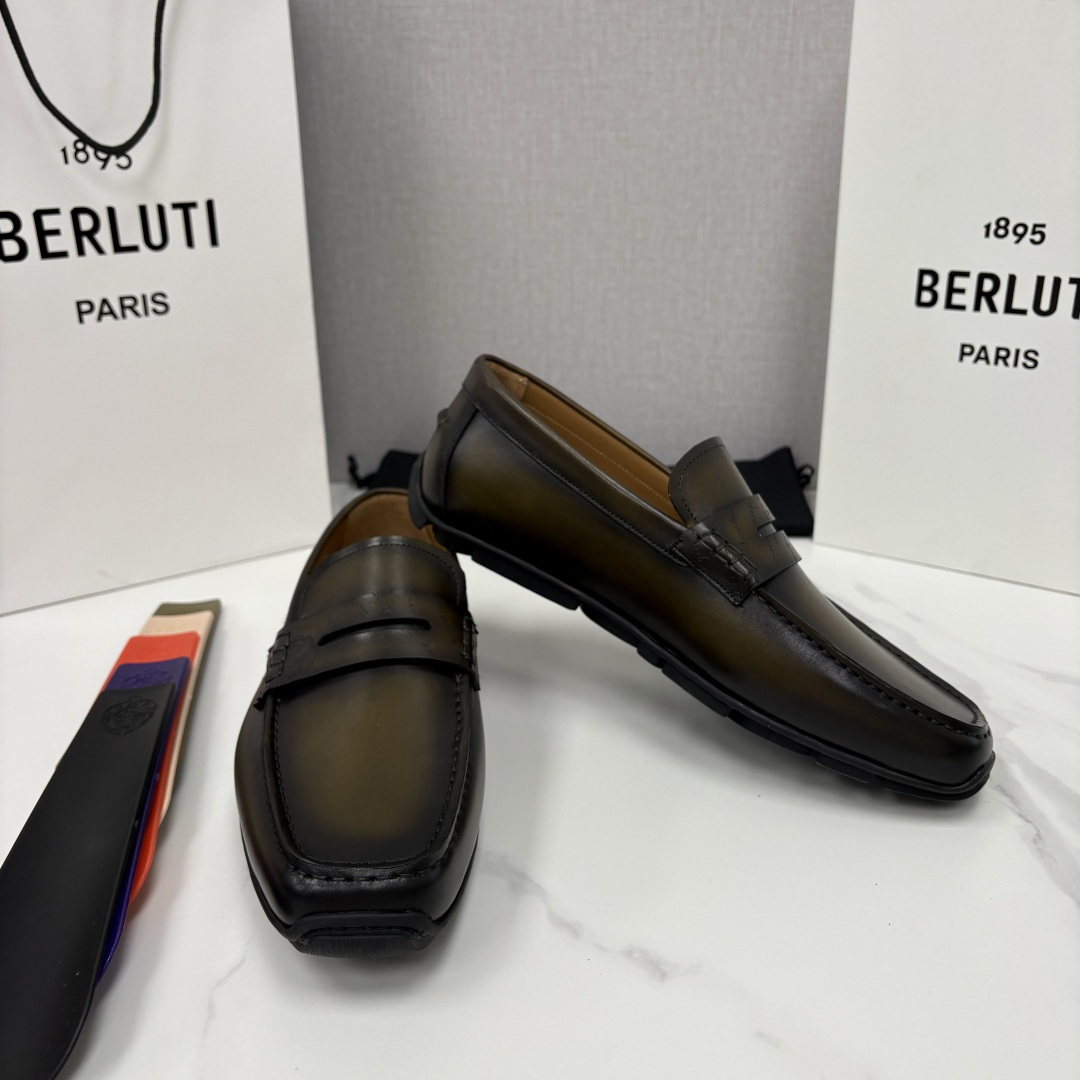 💋 💍 Berlut* 布鲁提 独家开模定制 Saturnin Scritto图纹皮革驾车鞋 官方9,9