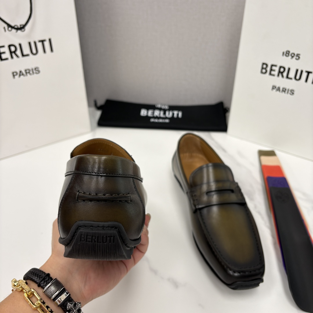 💋 💍 Berlut* 布鲁提 独家开模定制 Saturnin Scritto图纹皮革驾车鞋 官方9,9