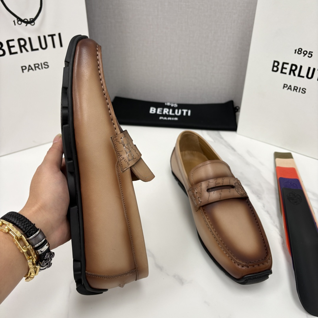 💋 💍 Berlut* 布鲁提 独家开模定制 Saturnin Scritto图纹皮革驾车鞋 官方9,9