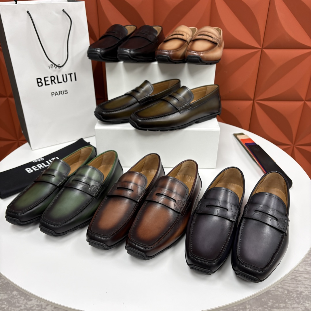 💋 💍 Berlut* 布鲁提 独家开模定制 Saturnin Scritto图纹皮革驾车鞋 官方9,9