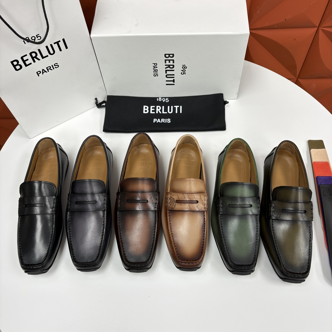 💋 💍 Berlut* 布鲁提 独家开模定制 Saturnin Scritto图纹皮革驾车鞋 官方9,9