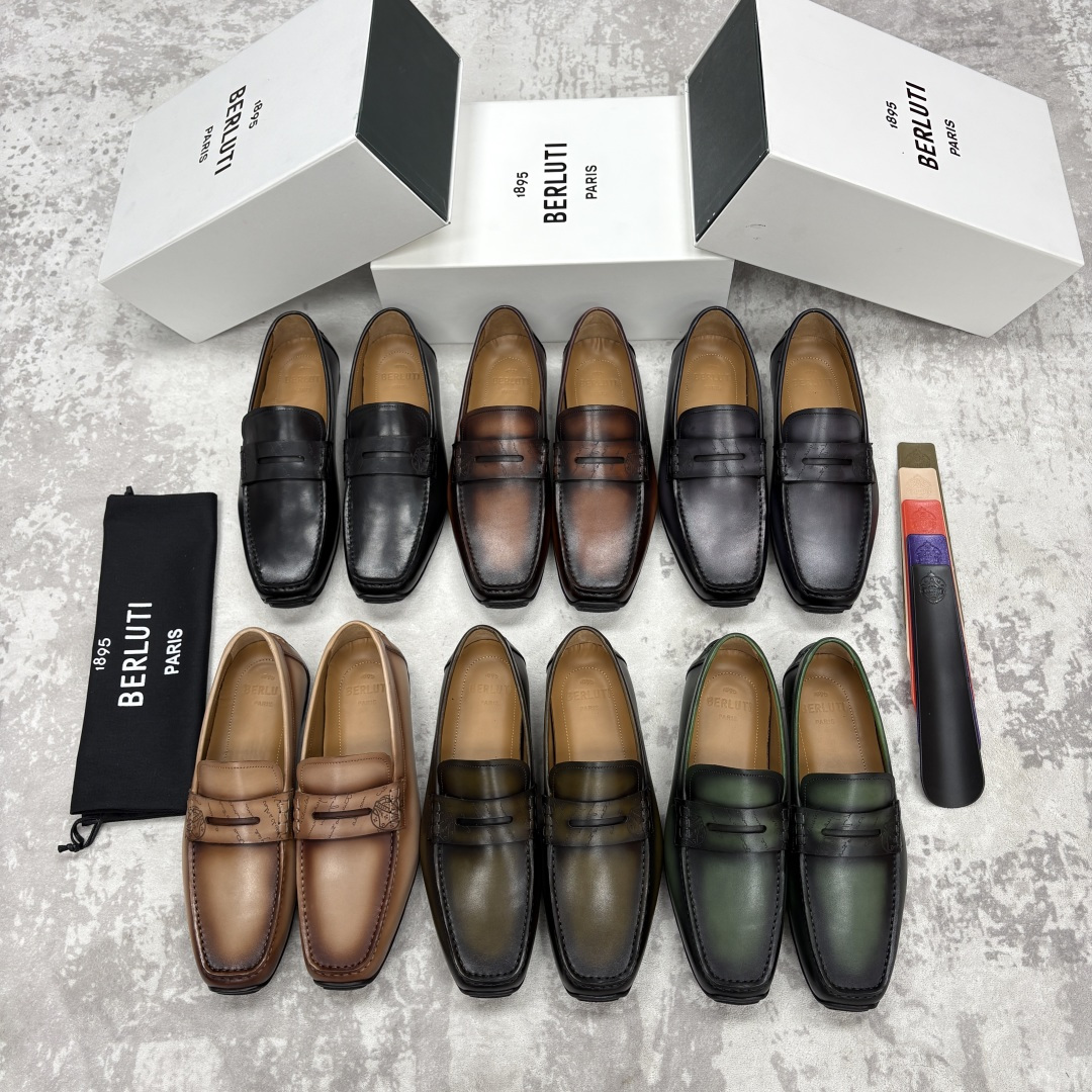 💋 💍 Berlut* 布鲁提 独家开模定制 Saturnin Scritto图纹皮革驾车鞋 官方9,9