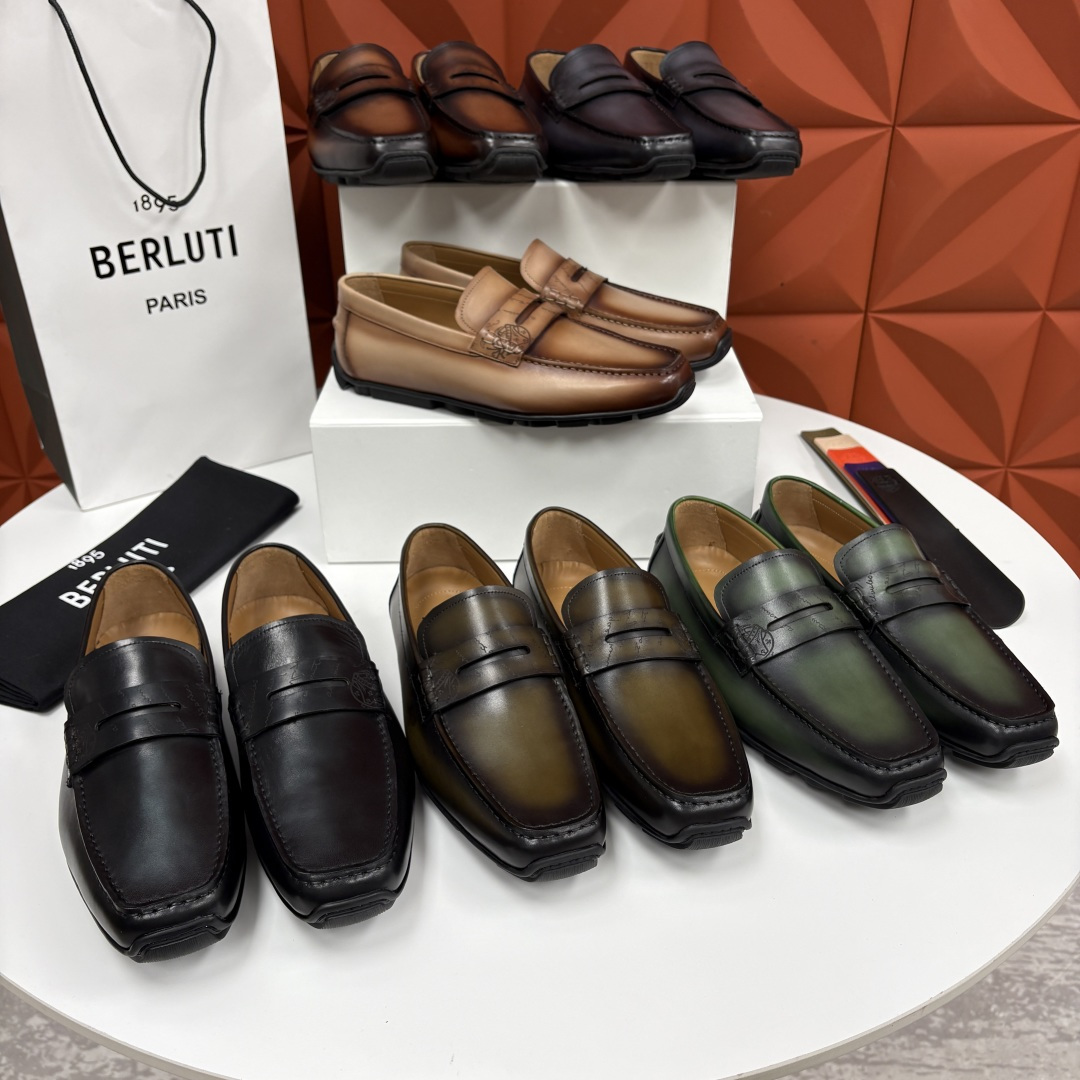 💋 💍 Berlut* 布鲁提 独家开模定制 Saturnin Scritto图纹皮革驾车鞋 官方9,9