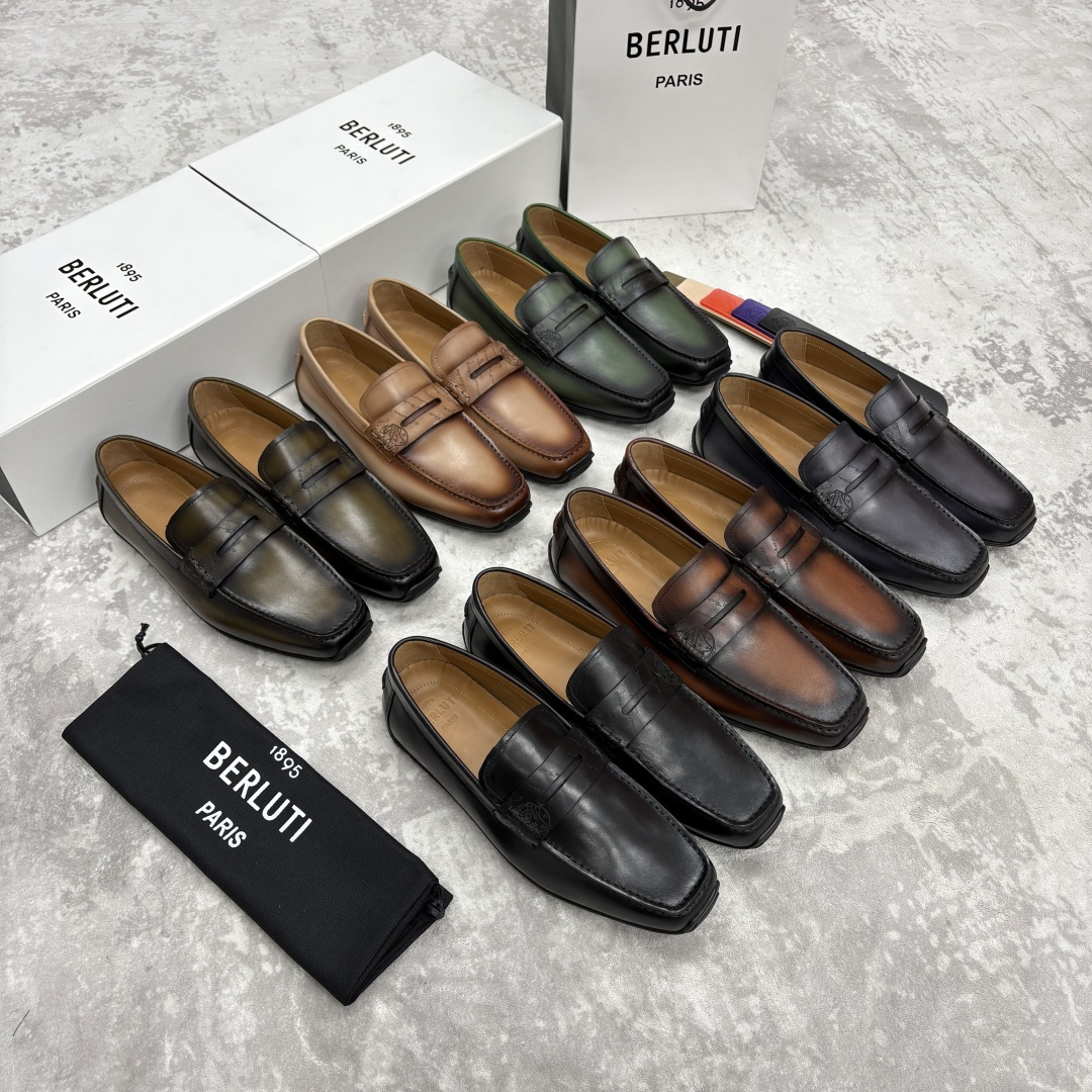 💋 💍 Berlut* 布鲁提 独家开模定制 Saturnin Scritto图纹皮革驾车鞋 官方9,9