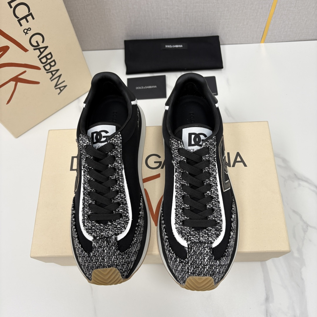 💋💍DG 家新品 Dolce &Gabban* 杜嘉～班纳 Cushion 牛皮拼接撞色休闲运动鞋 官方