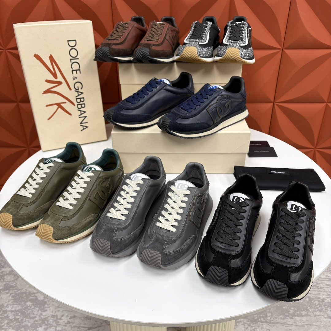 💋💍DG 家新品 Dolce &Gabban* 杜嘉～班纳 Cushion 牛皮拼接撞色休闲运动鞋 官方