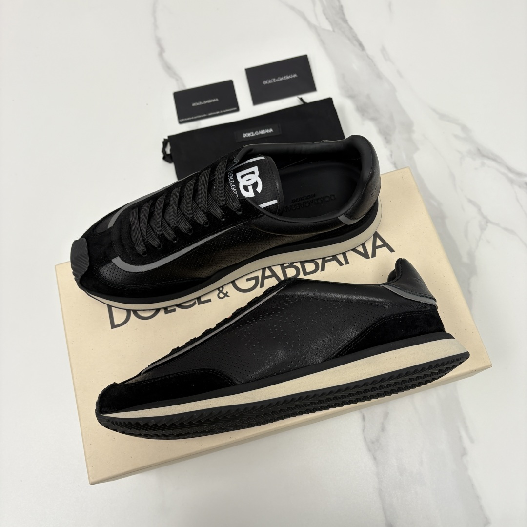 💋💍DG 家新品 Dolce &Gabban* 杜嘉～班纳 Cushion 多种牛皮材质拼接休闲运动鞋 