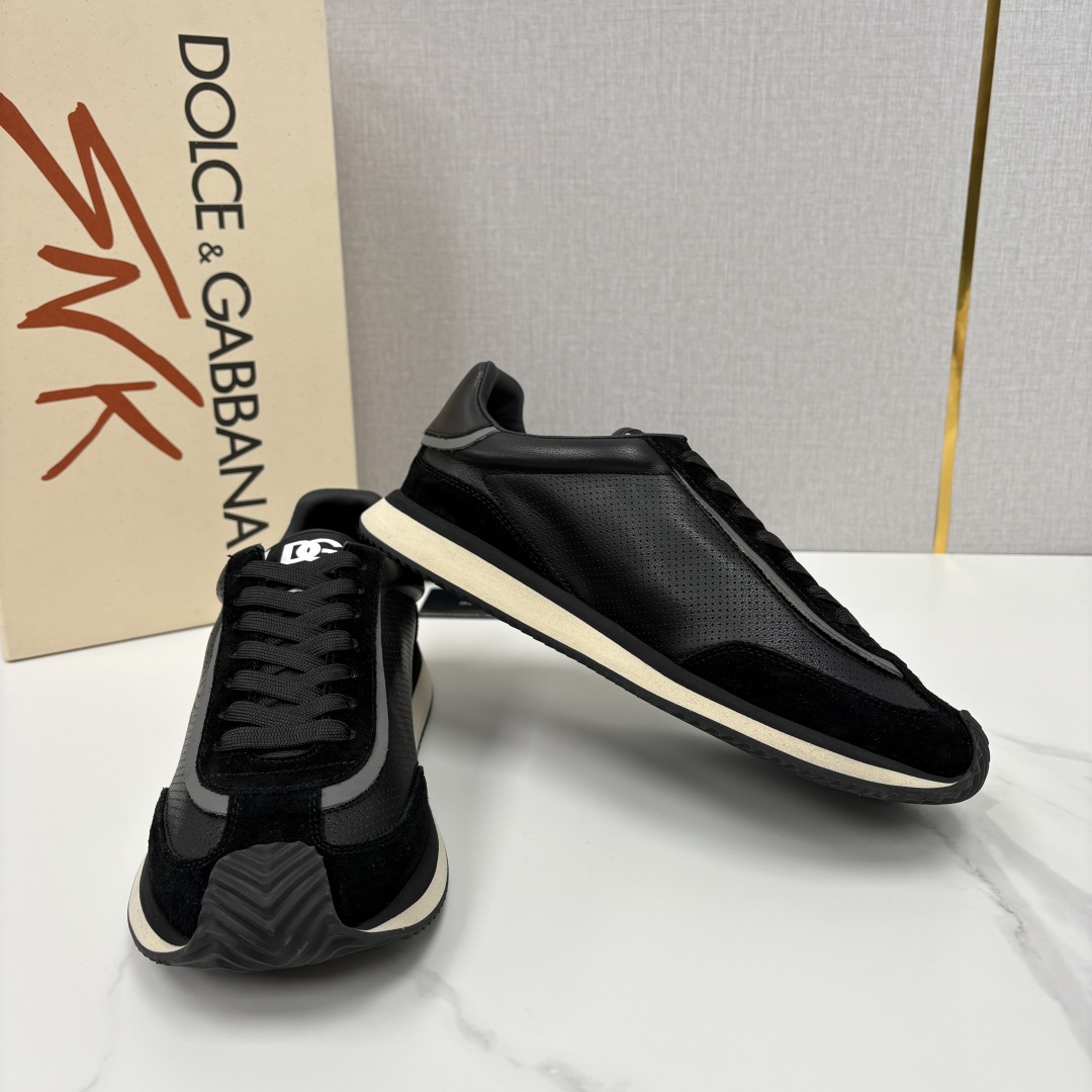 💋💍DG 家新品 Dolce &Gabban* 杜嘉～班纳 Cushion 多种牛皮材质拼接休闲运动鞋 