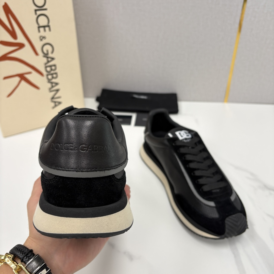 💋💍DG 家新品 Dolce &Gabban* 杜嘉～班纳 Cushion 多种牛皮材质拼接休闲运动鞋 