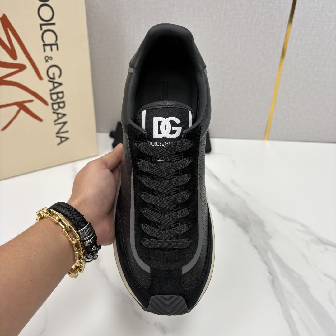 💋💍DG 家新品 Dolce &Gabban* 杜嘉～班纳 Cushion 多种牛皮材质拼接休闲运动鞋 