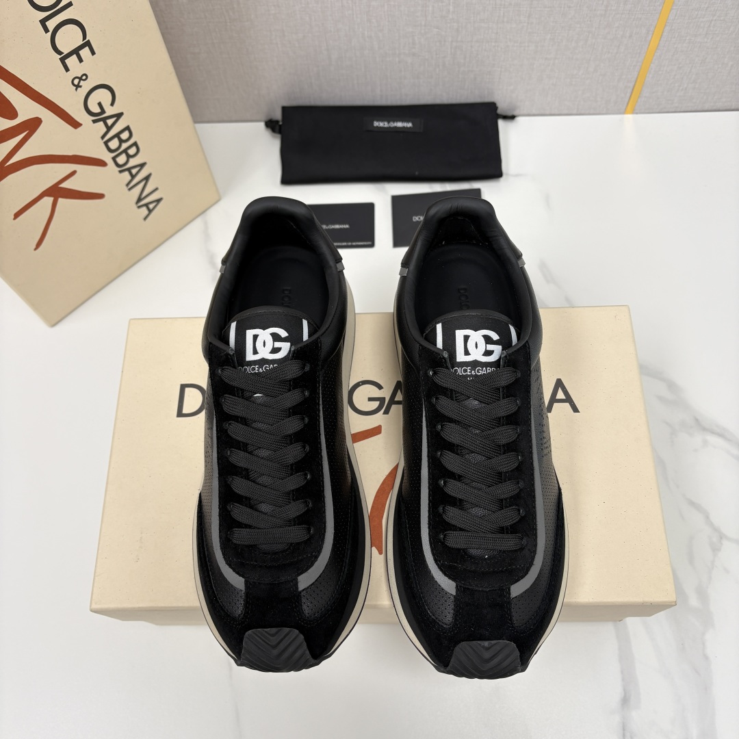 💋💍DG 家新品 Dolce &Gabban* 杜嘉～班纳 Cushion 多种牛皮材质拼接休闲运动鞋 