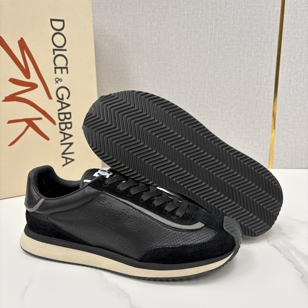 💋💍DG 家新品 Dolce &Gabban* 杜嘉～班纳 Cushion 多种牛皮材质拼接休闲运动鞋 
