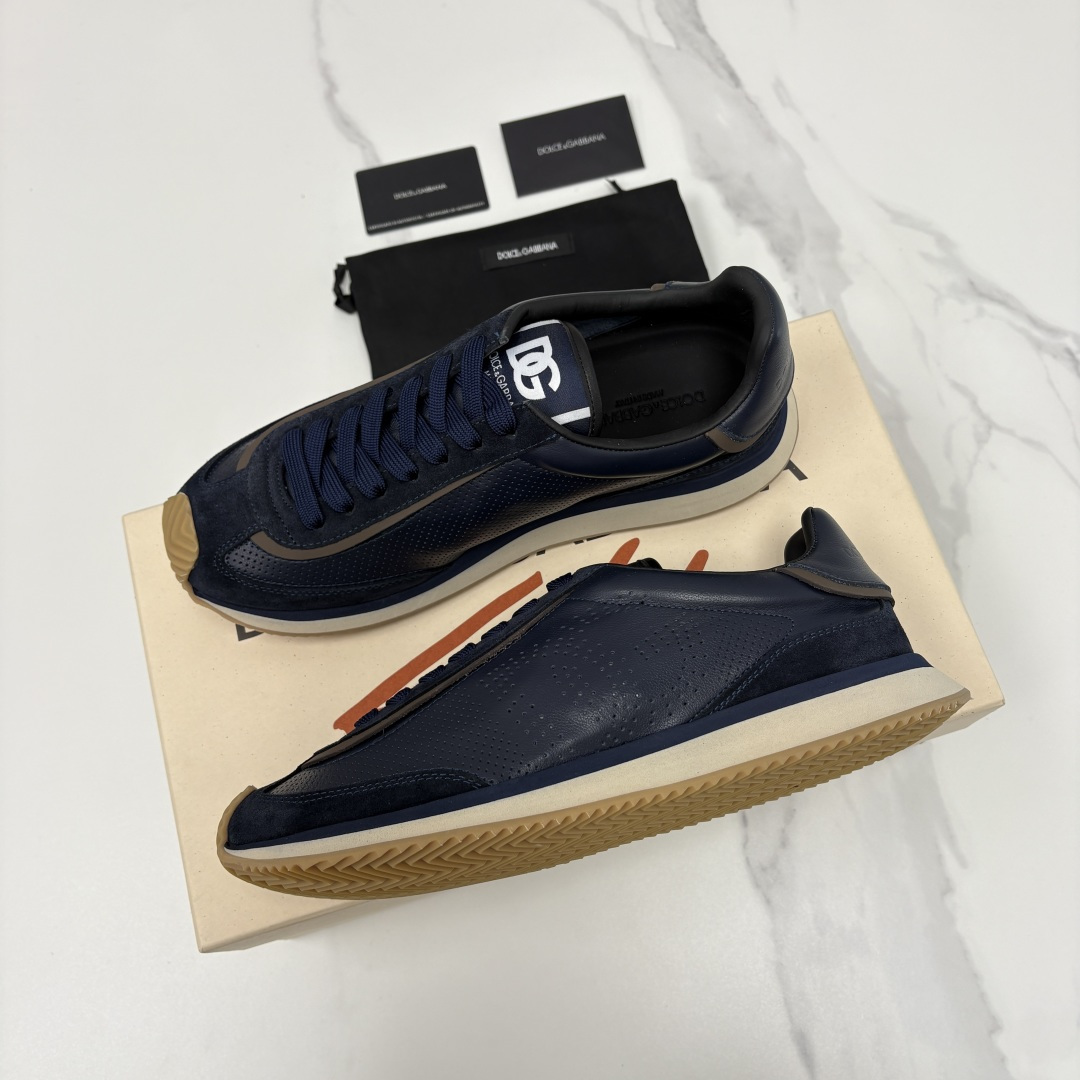 💋💍DG 家新品 Dolce &Gabban* 杜嘉～班纳 Cushion 多种牛皮材质拼接休闲运动鞋 