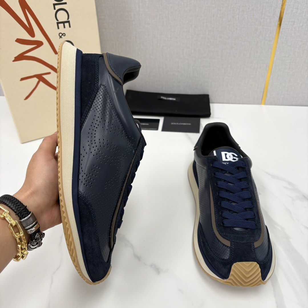 💋💍DG 家新品 Dolce &Gabban* 杜嘉～班纳 Cushion 多种牛皮材质拼接休闲运动鞋 