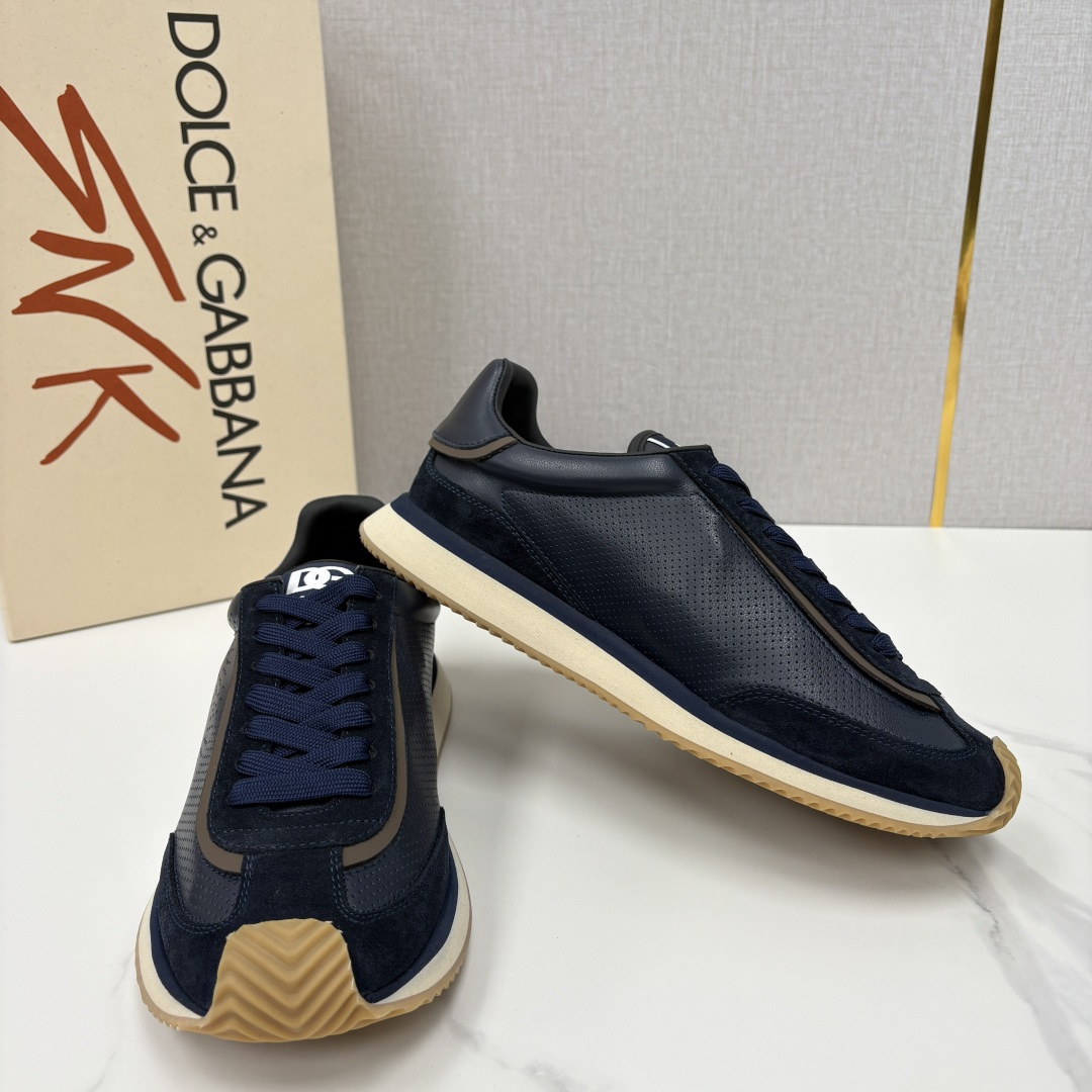 💋💍DG 家新品 Dolce &Gabban* 杜嘉～班纳 Cushion 多种牛皮材质拼接休闲运动鞋 