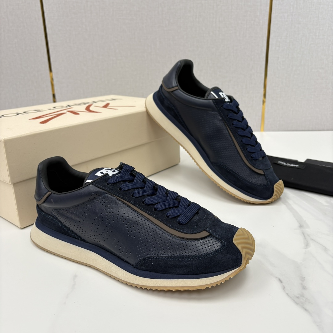 💋💍DG 家新品 Dolce &Gabban* 杜嘉～班纳 Cushion 多种牛皮材质拼接休闲运动鞋 