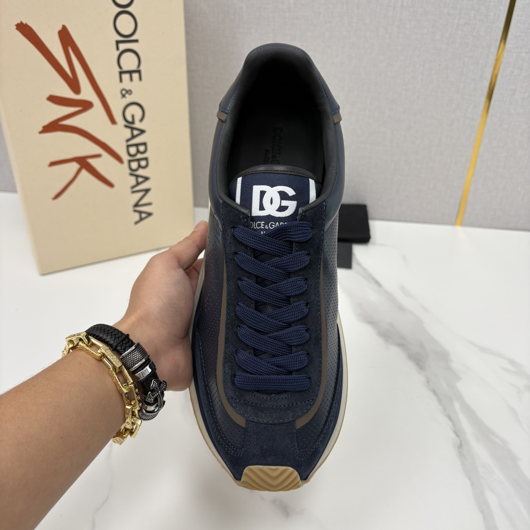 💋💍DG 家新品 Dolce &Gabban* 杜嘉～班纳 Cushion 多种牛皮材质拼接休闲运动鞋 