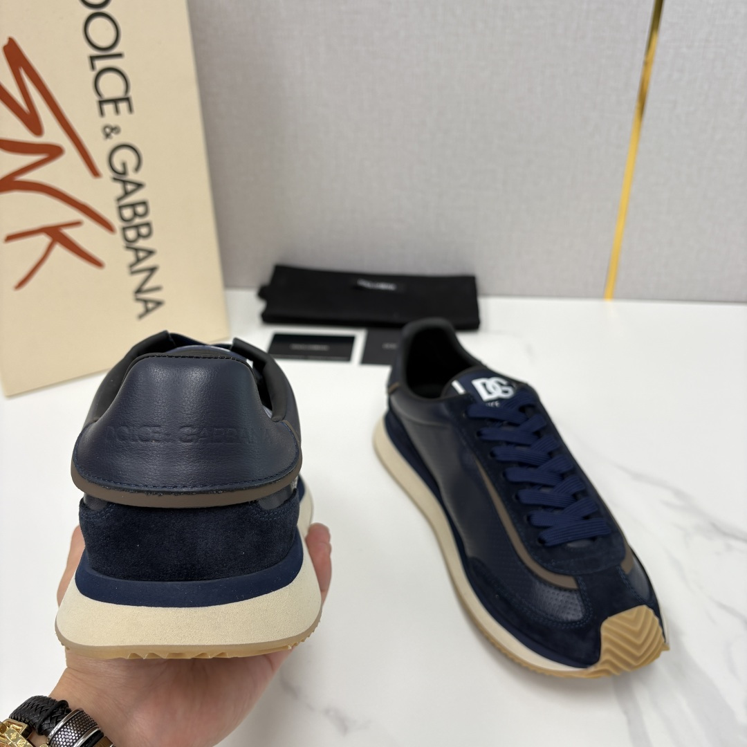 💋💍DG 家新品 Dolce &Gabban* 杜嘉～班纳 Cushion 多种牛皮材质拼接休闲运动鞋 