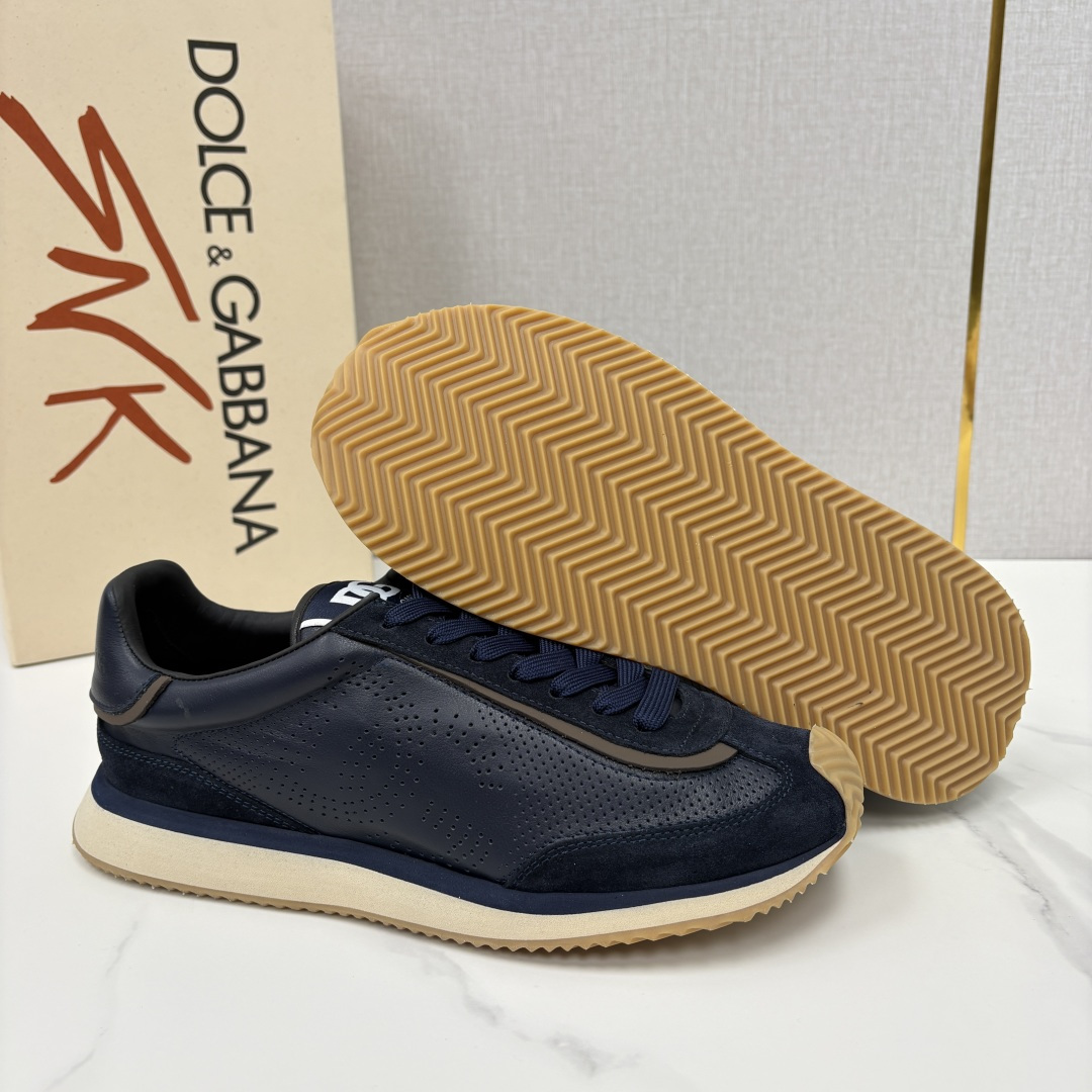 💋💍DG 家新品 Dolce &Gabban* 杜嘉～班纳 Cushion 多种牛皮材质拼接休闲运动鞋 