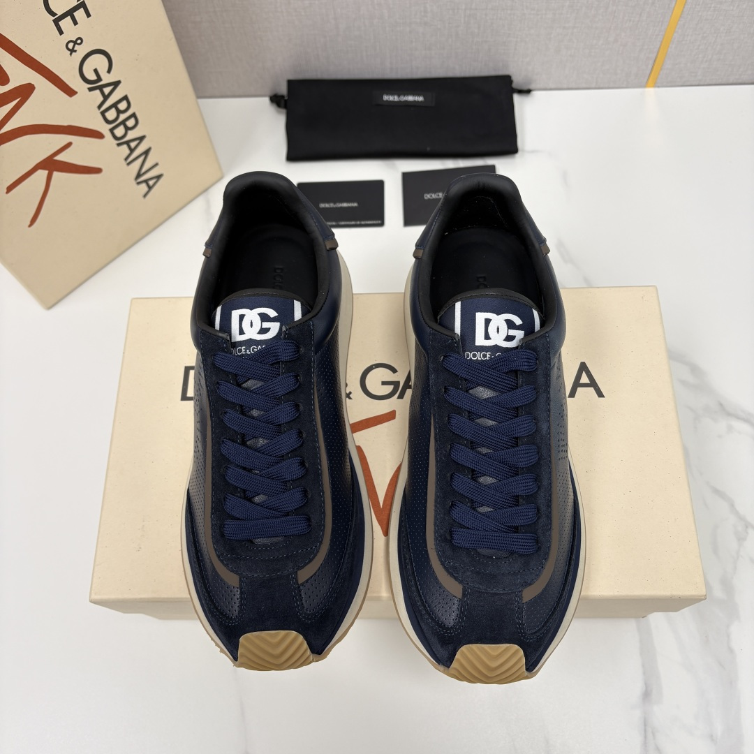 💋💍DG 家新品 Dolce &Gabban* 杜嘉～班纳 Cushion 多种牛皮材质拼接休闲运动鞋 