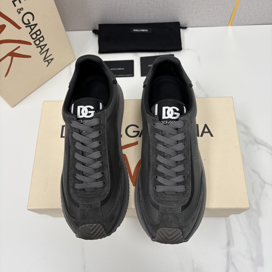 💋💍DG 家新品 Dolce &Gabban* 杜嘉～班纳 Cushion 多种牛皮材质拼接休闲运动鞋 