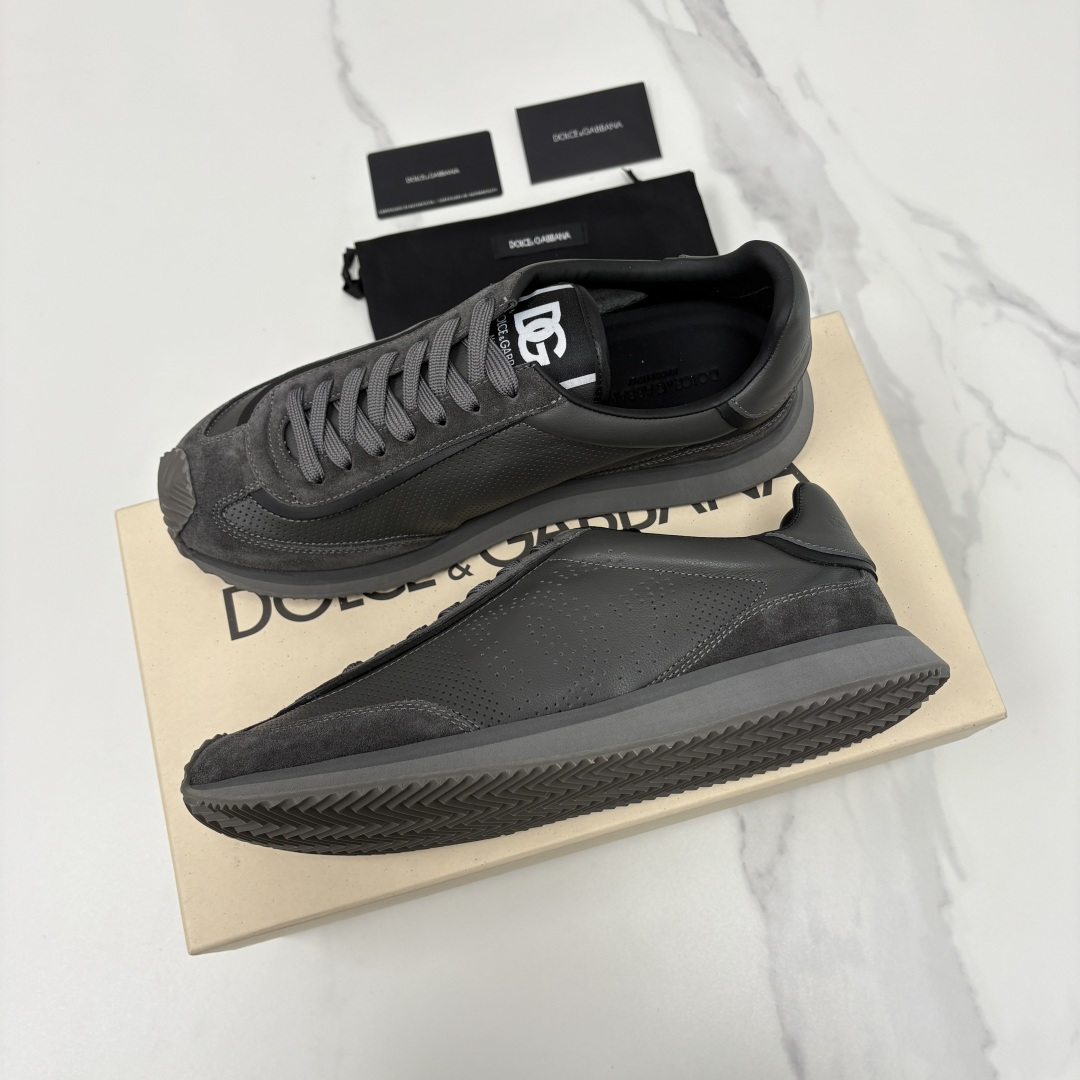 💋💍DG 家新品 Dolce &Gabban* 杜嘉～班纳 Cushion 多种牛皮材质拼接休闲运动鞋 