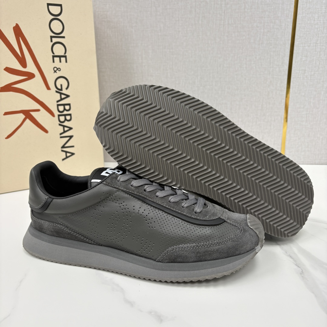 💋💍DG 家新品 Dolce &Gabban* 杜嘉～班纳 Cushion 多种牛皮材质拼接休闲运动鞋 